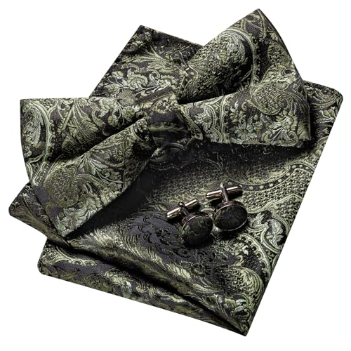 Image of YOHOWA Mens Bow Tie Set Paisley Pre-tied Bowties Adjustable with Handkerchief Cufflinks Gold Ring Set Wedding Prom Party