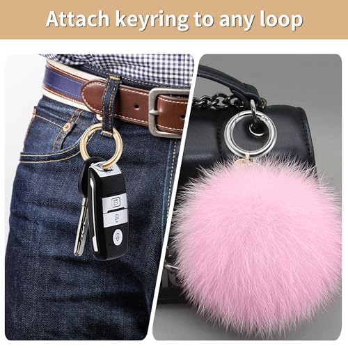 Image of Gkeygo 1 Inch Keychain Rings, 8 Pack Round Carabiner Clip for Keys, Buckle, Bags, Purses - Key Chain Hooks Replacement Keychains Lanyard DIY Crafts - Gold, Silver