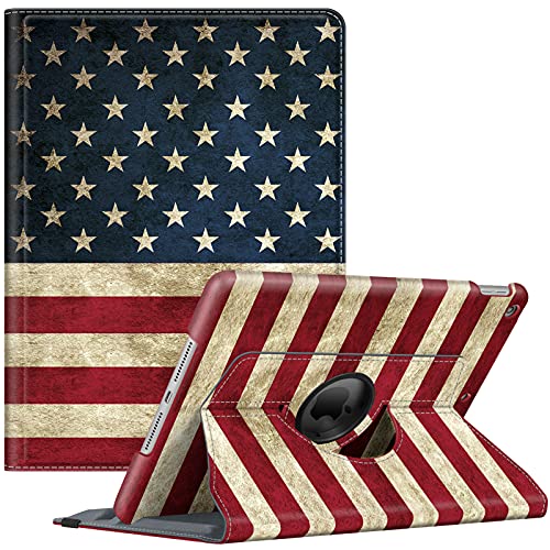 Image of Fintie Rotating Case for iPad 9th Generation (2021) / 8th Generation (2020) / 7th Gen (2019) 10.2 Inch - 360 Degree Rotating Stand Cover with Pencil Holder, Auto Wake Sleep, US Flag