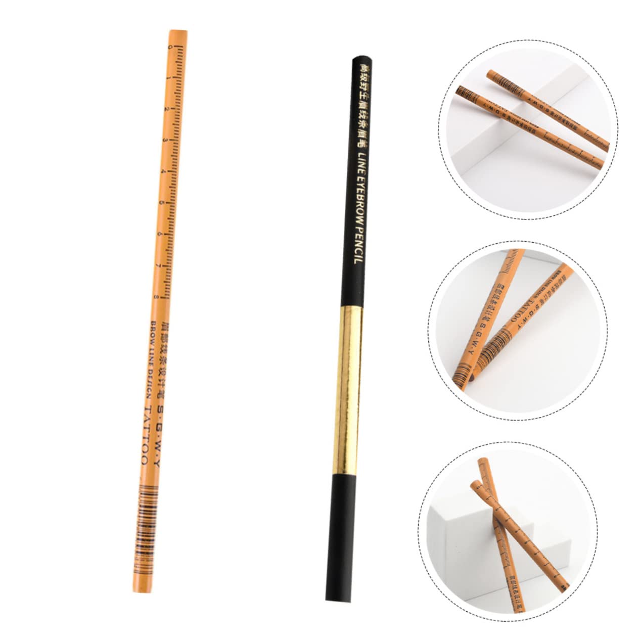 FRCOLOR 3 Set Di Matite Per Sopracciglia Da Donna Penne Per Trucco A Doppia Estremità Matite Per Sopracciglia in Legno Facili Da Disegnare Robuste E Pratiche 2 Pezzi*3