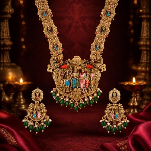 Image of Shining Diva Fashion Stylish Fancy Pearl Choker Traditional Jewellery Set for Women | Temple Necklace Set | Festive Wedding Party Necklace | 22k Gold Plated | Just Like Original Gold Jewellery