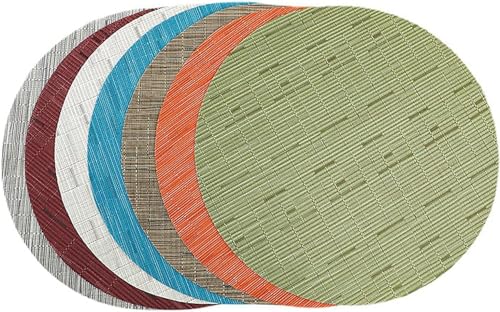 LivebyCare Set of 6 Round Vinyl Woven Placemats, 13.8", Silver Gray by LivebyCare - Used condition - Image 8