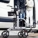 Health Line Massage Products 2 in 1 Rollator-Transport Chair w/Paded Seatrest, Reversible Backrest and Detachable Footrests, Silver White
