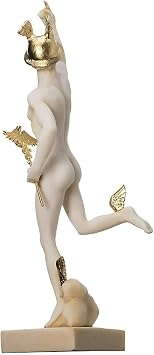 BEAUTIFUL GREEK STATUES Hermes Mercury God Zeus Son Roman Statue Alabaster Gold Tone 9.25