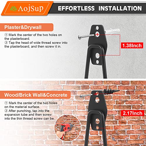 AojSup 12 Stück Wandhaken Garage, Schwerlast Garage Haken, Doppelhaken Garage, Garage Storage Hooks zur Organisation für Leiter, Stuhl, Schlauch, Fahrrädern, Elektrowerkzeugen Sperrigen (Schwarz)