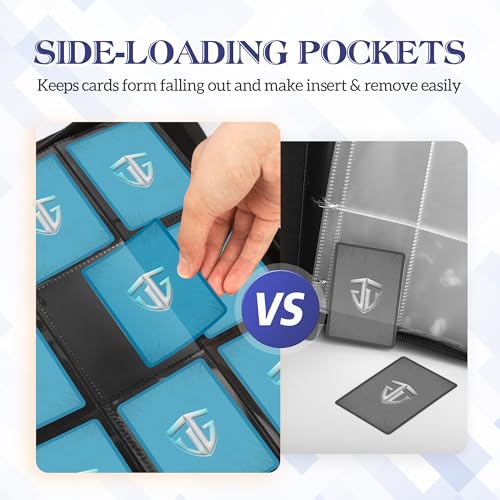 Image of Trading Card Binder, 9 Side Loading Pocket Card Album Hold Up to 540 Cards, Zipper Binder for Cards Collection, TCG Card Holder for Game Card, Sports Card, Yugioh, MTG etc. (Navy Blue 9)