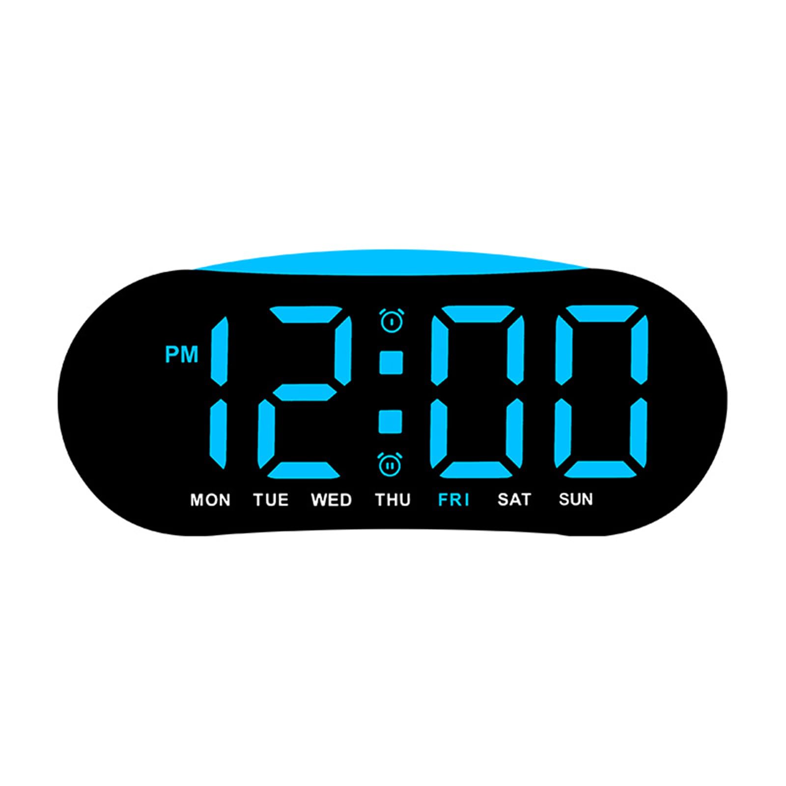 Greabuy Boys Black Shell Blue Lig Multifunctional Bedside Clock With Soft Glowing Night Light Two Alarms Temperature Display For Girls Bedroom Gift Tabletop Electronic Clock