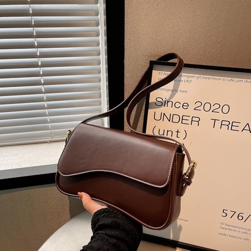 Image of Shoulder Bag for women Y2K Crossbody Vegan Leather Purse Straps Retro Clutch Hobo Hadbags with 2 Removable