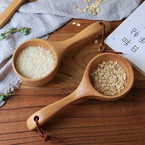 Wooden Scoop,URMAGIC Bath Salt Scoop with Hanging Rope,Wooden Kitchen Spoon,Rice Spoon,Wood Water Spoon,Round Serving Soup,Wood Soup Scoop,Honey Coffee Spoon,Canisters Flour Ladles