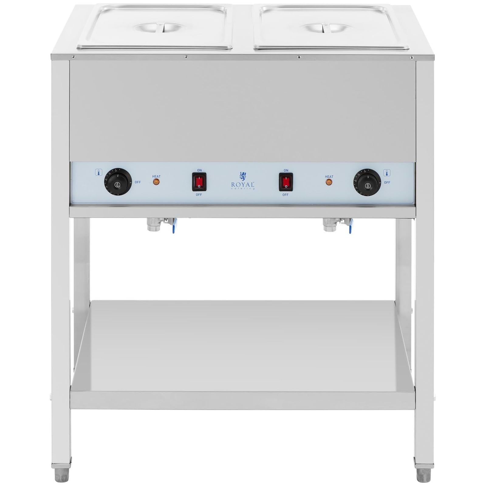 Royal Catering RCCD-1/1 2X200 Bain Marie 1265 W 2 x GN 1/1 Edelstahl Wasserbad Speisenwärmer Wärmebehalter