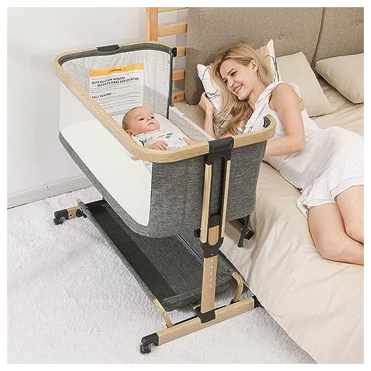 AMKE 3 in 1 Baby Bassinets,All-mesh Bedside Sleeper,Baby Cradle with Storage Basket,Easy Assemble Bassinet for Infant/Newborn,Adjustable Bedside Crib,Safe Portable Baby Bed,Travel Bag Included