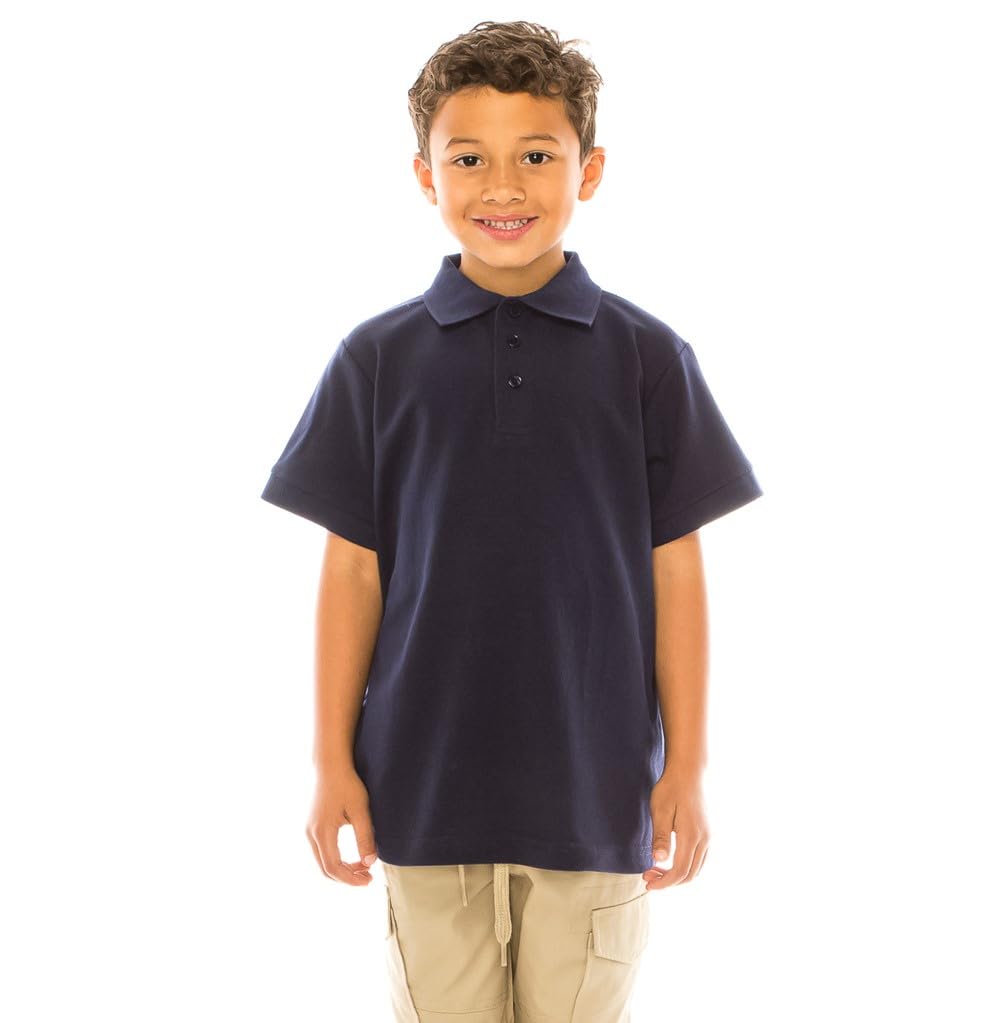 unik Boy's Premium Quality Pique Polo Uniform Shirt Short Sleeve White Sky Blue Navy Hunter Green Burgundy Black Red