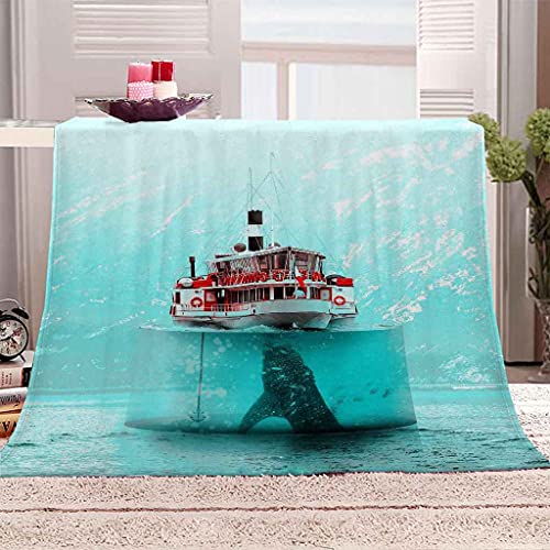 Couverture flanelle croisière océan bleu pour lit et déplacements - 2
