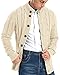 Aimeilgot Mens Fashion Casual Slim Fit Button Down Cable Knitted Stand Collar Cardigan Sweater(Beige,X-Large)