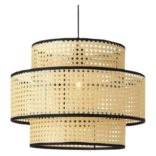 Suspension lanterne en osier luminaire suspendu double couche atmosphère rétro française