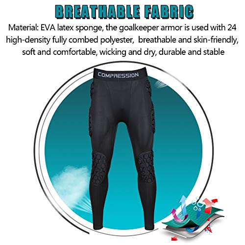 Shinestone Erwachsene Herren Torhüter-Rüstung BodyShield Gepolsterte Kompressionshose mit Schwamm-Protektor für Fußball Baseball (Hose-03, Small)