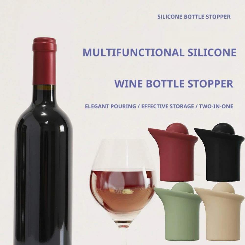 Tapón de vino de silicona para botellas, tapas de sellado reutilizables para mantener el vino fresco, tapón duradero para botella de vino con asa para uso doméstico, cerveza y champán