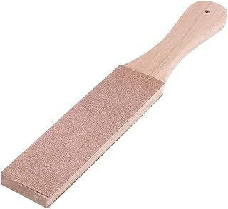 1PC Wooden Leather Sharpening Strop Double Sided Leather Paddle Strop Razors Polishing Board with Wooden Handle for Leather Cutting and Woodcarving