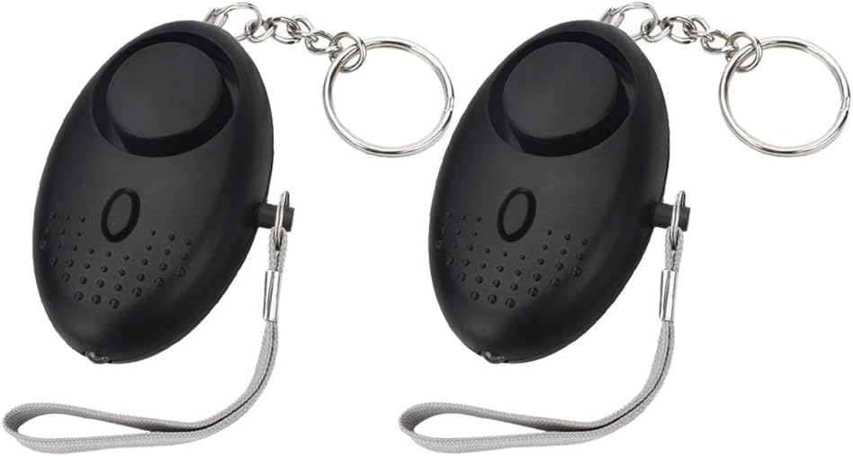 Personal Alarm, 2pcs130dB Self Defense Security Keychain, Anti Wolf/Theft Emergency Safety Electronic Device with Mini LED Flashlight for Women, Kids, Elderly (Black)