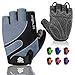 HTZPLOO Bike Gloves - Cycling & Biking Gloves for Men & Women with Anti-Slip, Shock-Absorbing Pad, Light Weight, Nice Fit, Half Finger (Grey, Large)