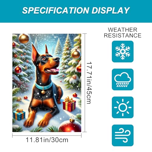 Image of BlissYard Christmas Doberman Dog Garden Flag 12x18 Inch Polyester