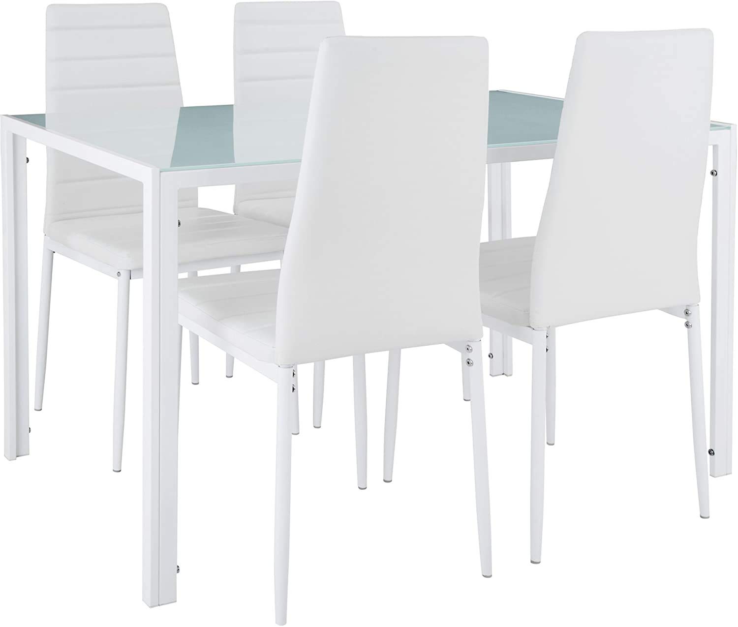 LANTUS Set 2 sedie impilabili Modello per Cucina Bar e Sala da Pranzo, Robusta Struttura in Acciaio Imbottita e Rivestita in Finta Pelle,2 pezzi (bianco)