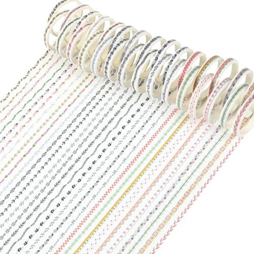 EORTA 30 Rolls Floral Washi Tapes Set Slim 5mm Plants Masking Tape Decorative Sticker for Detailed Scrapbooking Arts Wrapping Journaling Planners DIY Crafts 0.19inch Wide