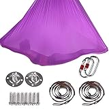 Kit profesional: este conjunto de hamacas viene con nylon de alta calidad, 8 tornillos de expansión, 2 mosquetones de acero, 2 soportes de pared/techo, 2 correas de extensión (1 m cada una). Con una capacidad de peso recubierta con cápsula de hierro que garantiza su seguridad mientras practica en nuestra hamaca.