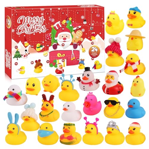 Rubber Duck Advent Calendar 2025, 24 Days Christmas Advent Calendar Gifts for Baby Toddlers Boys Girls, Christmas Countdown Stocking Fillers Toys