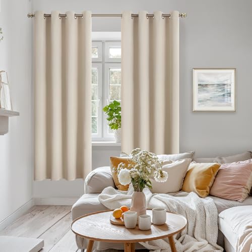 Image of YoungsTex Champagne Blackout Curtains for Bedroom 72 Inch Length - Room Darkening Drapes with Grommet Thermal Insulated Privacy for Living Room, 2 Panels, 52 x 72 Inch