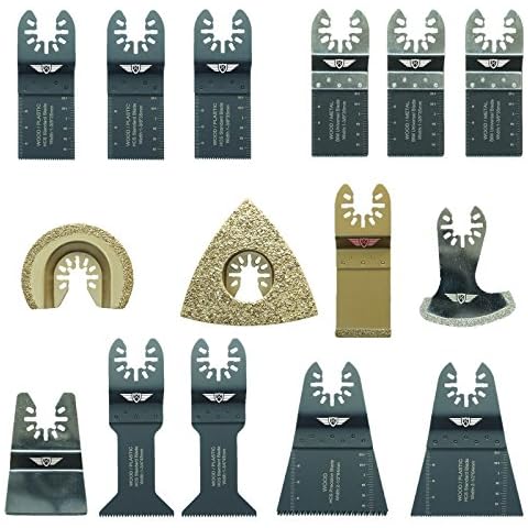 15 x TopsTools FAKA15 Fast Fit OMT Mix Blades for Dewalt Bosch Fein Makita Milwaukee Craftsman Chicago Ryobi Rockwell (HyperLock) Porter Cable Multi Tool Accessories Cover