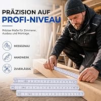 5 Stück Zollstock 2 Meter, Weiß Meterstab 2M aus Kunststoff, 10 Glieder Tragbare Mehrwinkel Gliedermaßstab, Maßstab für Heimwerker Haus Tischler Werkstatt – Ansicht 3