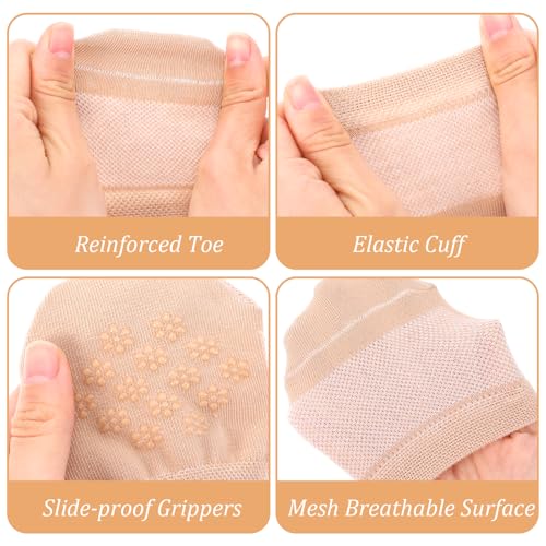 Women's Toe Socks for Mules, Half Socks for Women, Grip Socks No Show Liner Half Socks, Non Slip Hidden Toe Covers Socks Seamless Toe Socks Toe Toppers Liner, 6 Pairs3