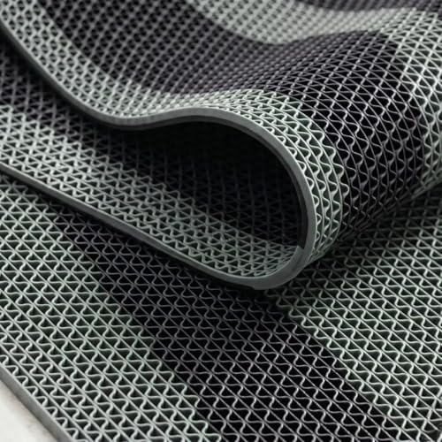 Image of ishro home Anti Skid Waterproof PVC Rubber Mat for Bathroom, Floor, Swimming Pool, Shower, Entrance & Rainy Areas | Multipurpose Dual Colour Floor Mat |Grey & Black, 2x14 ft