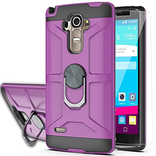 YmhxcY Phone Case Compatible with G Stylo/G4 Stylus Case (Not Fit LG G4) with HD Screen Protector,360 Degree Rotating Ring Kickstand Holder Dual Layers of Shockproof Phone Case for LS770-ZS Purple