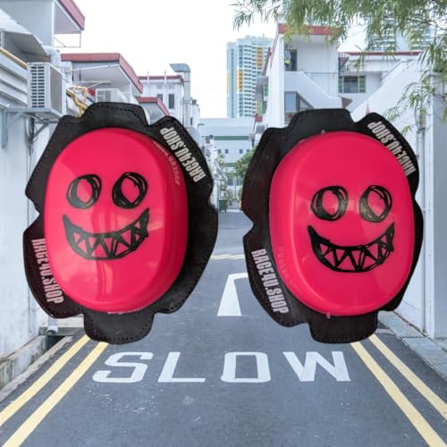 Premium Knieschleifer - optimaler Abrieb & lange Haltbarkeit | Motorrad Kneeslider ideal für die Rennstrecke und die Straße Gesicht rosa