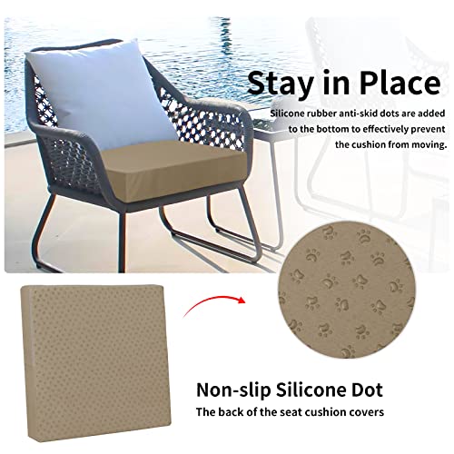 Easy-Going Waterproof Patio Cushion Covers 24x22x4 inch 2 Pack Replacement Non-Slip Outdoor Seat Cushion Slipcover with Zipper. ONLY Covers. Camel - Thumbnail 4
