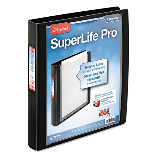 Classeur à anneaux 2,5 cm Cardinal Superlife Pro noir avec couverture Clearvue