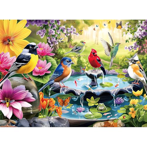 ZSYCZAO 500 Pieces Puzzle for Adults, Puzzles for Adults 500 Pieces, Spring Birds Floral Pond Nature Jigsaw Puzzle, Challenging Puzzle Perfect for Game Nights, 20.5 X 15 in