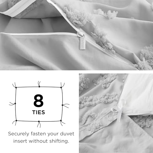 Image of Bedsure Boho Duvet Cover King Size, Soft & Comfortable Elegant Design Boho Bedding for Decoration, Machine Washable Comforter Cover for All Seasons,Includes 1 Duvet Cover & 2 Pillow Shams,Light Grey