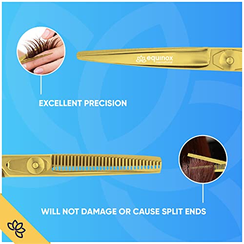 Image of Equinox Professional Barber Scissors Set - Includes Scissors & Thinning Shears for Hair Cutting & Grooming, Japanese Stainless Steel Barber Accessories