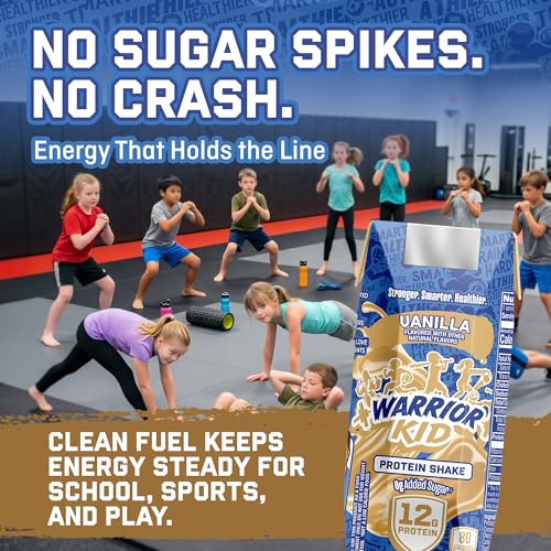 Image of Jocko Fuel Warrior Kid Grass Fed Protein Shake, Vanilla 8.25oz | 12 Pack | 12g Clean Protein & 0g Added Sugar | Gluten & Soy Free | Non-GMO | Excellent Source of Calcium | Kid Friendly Flavor