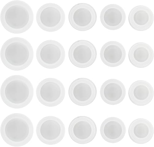20 tapones de goma para caja de ahorro de 5 tamaños, 5 tamaños, tapones redondos para caja de ahorro de dinero (blanco, 4 unidades, cada tamaño)