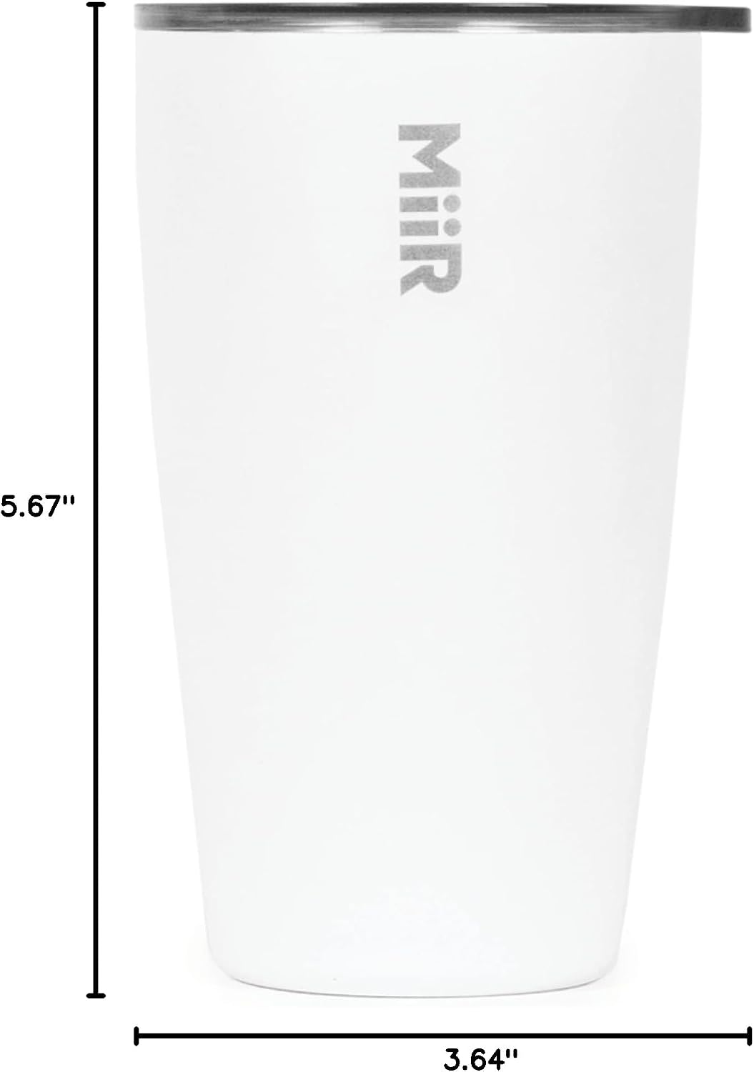 miir tumbler, 12oz insulated stainless steel with press fit slide lid – splash proof design, holds hot & cold beverages, stylish & functional cup holder compatible white- recycled stainless steel 12 ounces