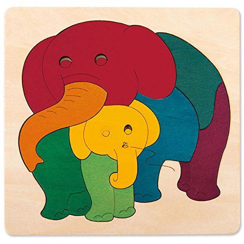 Preisvergleich Produktbild Hape E6505 George Luck Puzzle Elefant und Baby Regenbogen-Farben 9-teilig