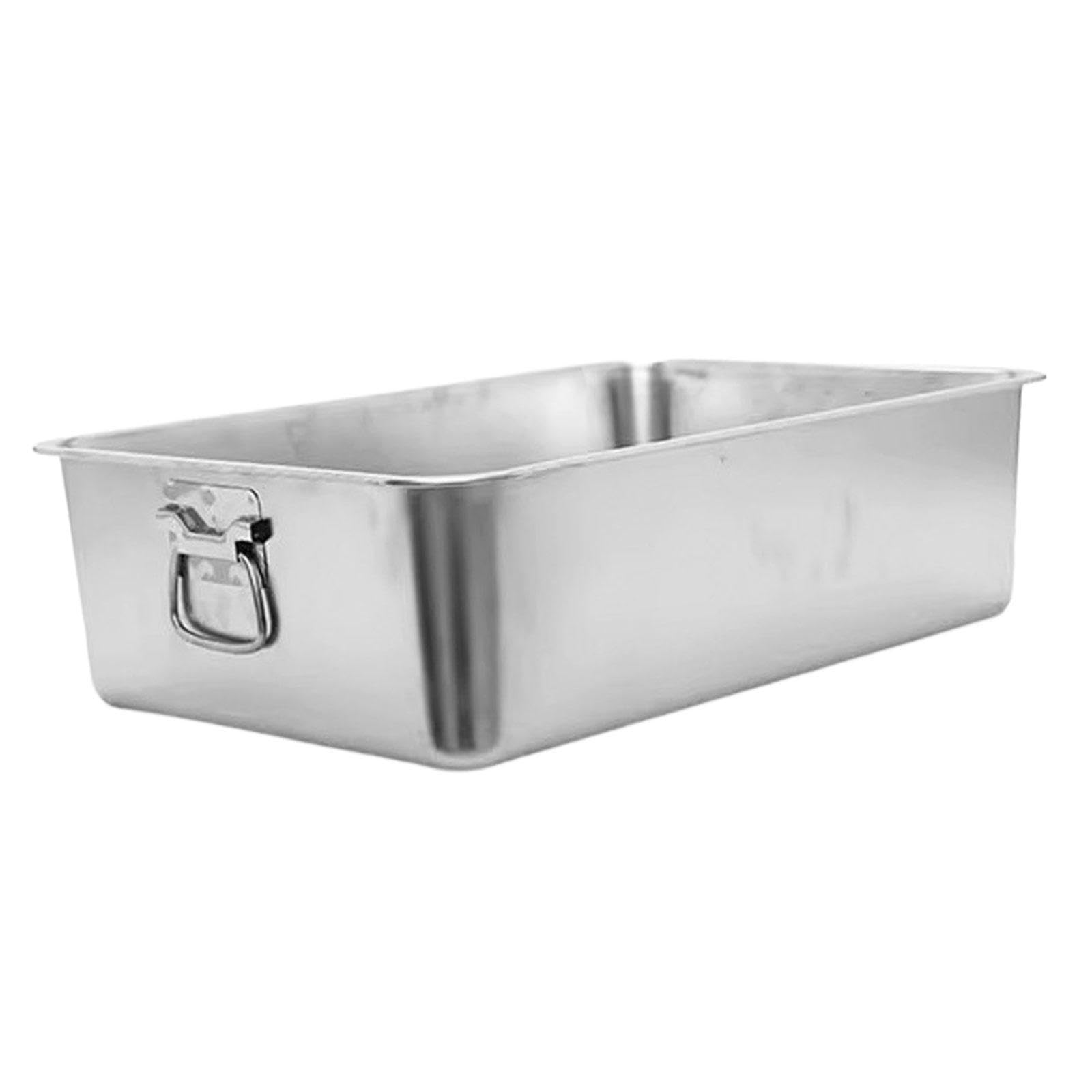 Sharplace Stainless Steel Cat Litter Tray with Handle Kitten Litter Pan Versatile Smooth Surface Rabbit Kitten Toilet, 50cmx35cmx10cm