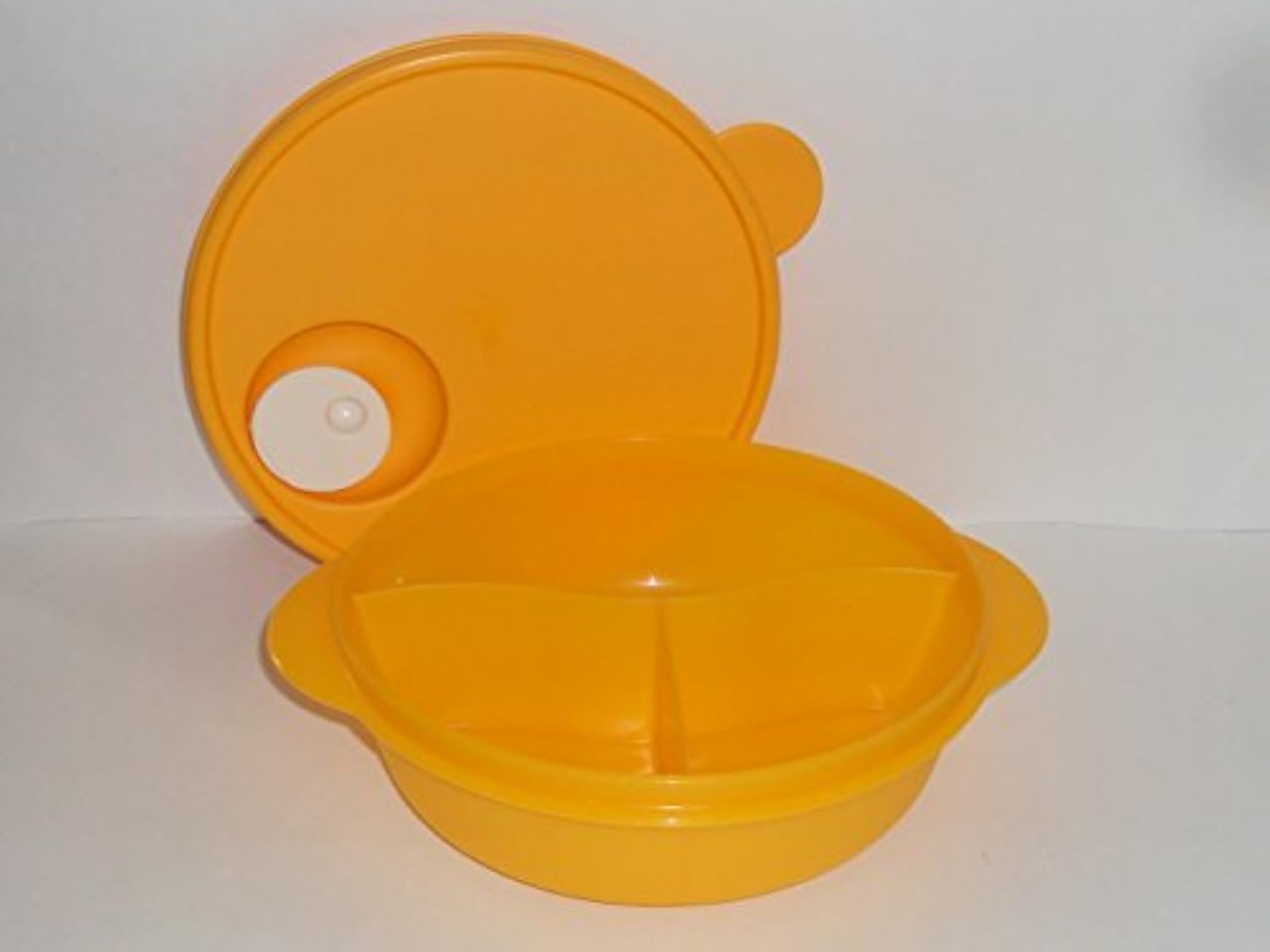 Tupperware CrystalWave Microwave Lunch N Dish Divided Bowl Goldenberry Orange