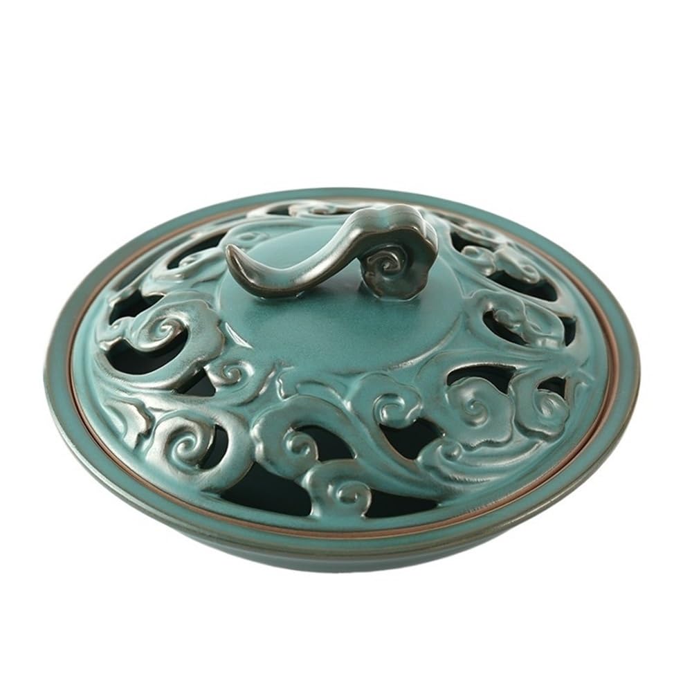 Kadzielnica Duży wewnętrzny palnik kadzideł z uchwytem Ceramiczny uchwyt na kadzidełka Dekoracyjna ozdoba Podstawka(Green)