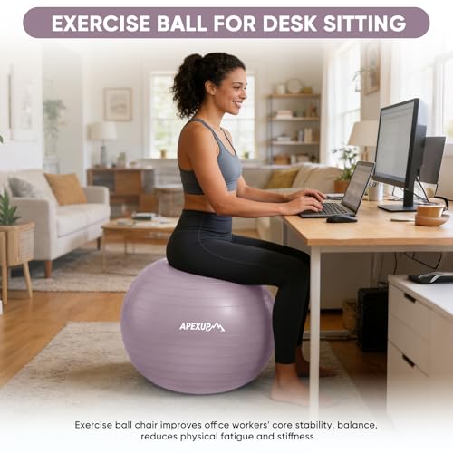 Image of APEXUP Yoga Ball, 660 lbs Anti-Burst Exercise Ball with Pump, 5 Sizes | Anti-Burst, Anti-Slip, SGS Certified, Strengthens Core, Improves Balance & Posture, Boosts Flexibility & Stability