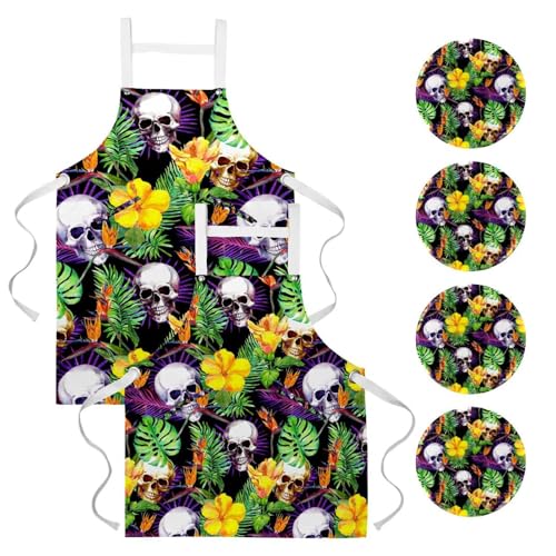 Lot de 2 tabliers de cuisine à motif floral pour vos moments de pâtisserie en famille